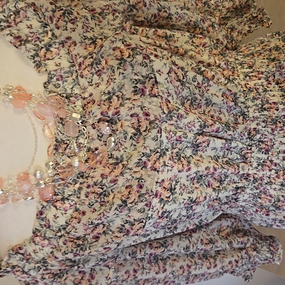 Chic Cream Floral Off-Shoulder Midi Dress NWT - Picture 5 of 15